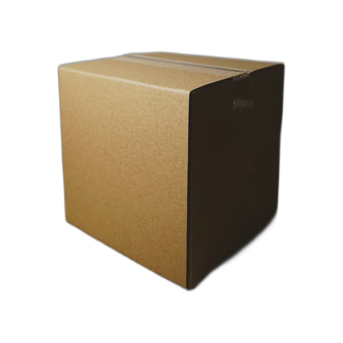 Closed kraft cardboard shipping box on a wooden surface